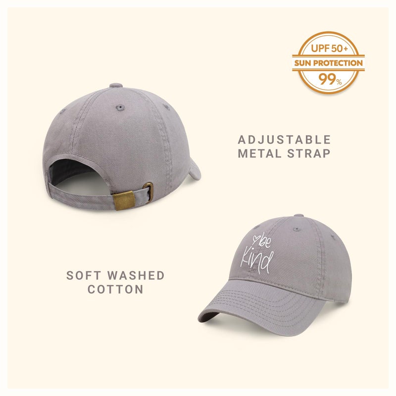 CHOK.LIDS Be Kind Trendy Womens Baseball Cap Unisex Fashion Cotton Polo Style Fun Inspirational Saying Seasonal Headwear (Light Grey) - Image 2